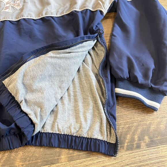 VTG Yankees Genuine MLB Jacket Mens L Baseball Pullover Gameday Coat Gray Blue - Picture 3 of 6